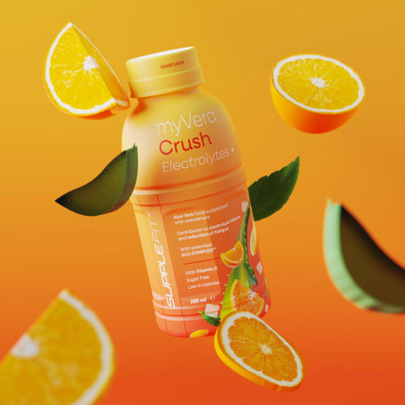 MYVERA CRUSH Electrolytes + | Food supplement with sweeteners in 285 ml single-serve bottles (12-pack) - 3420 ml