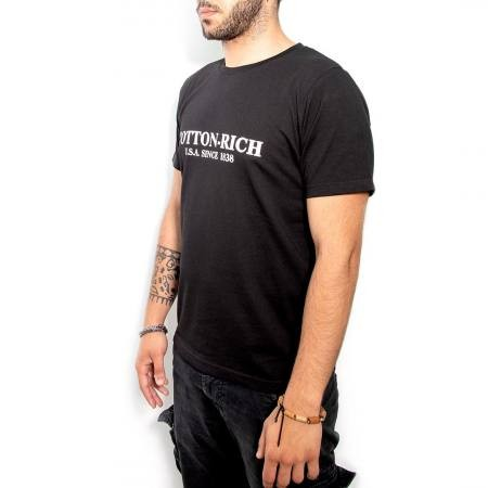 Cotton-Rich T-Shirt with print, black