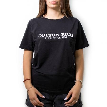 Cotton-Rich T-Shirt with print, black