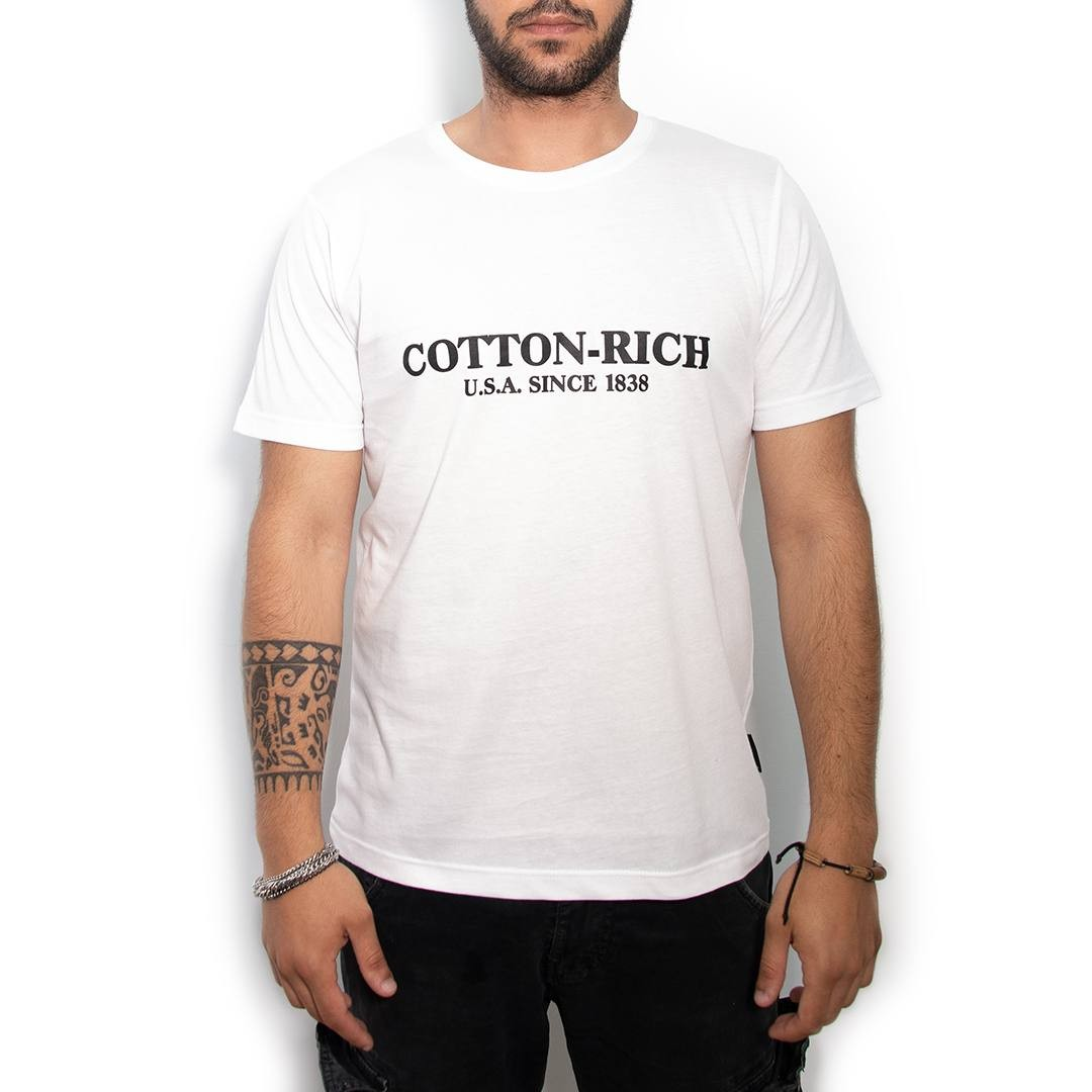 Cotton-Rich T-Shirt with print, white