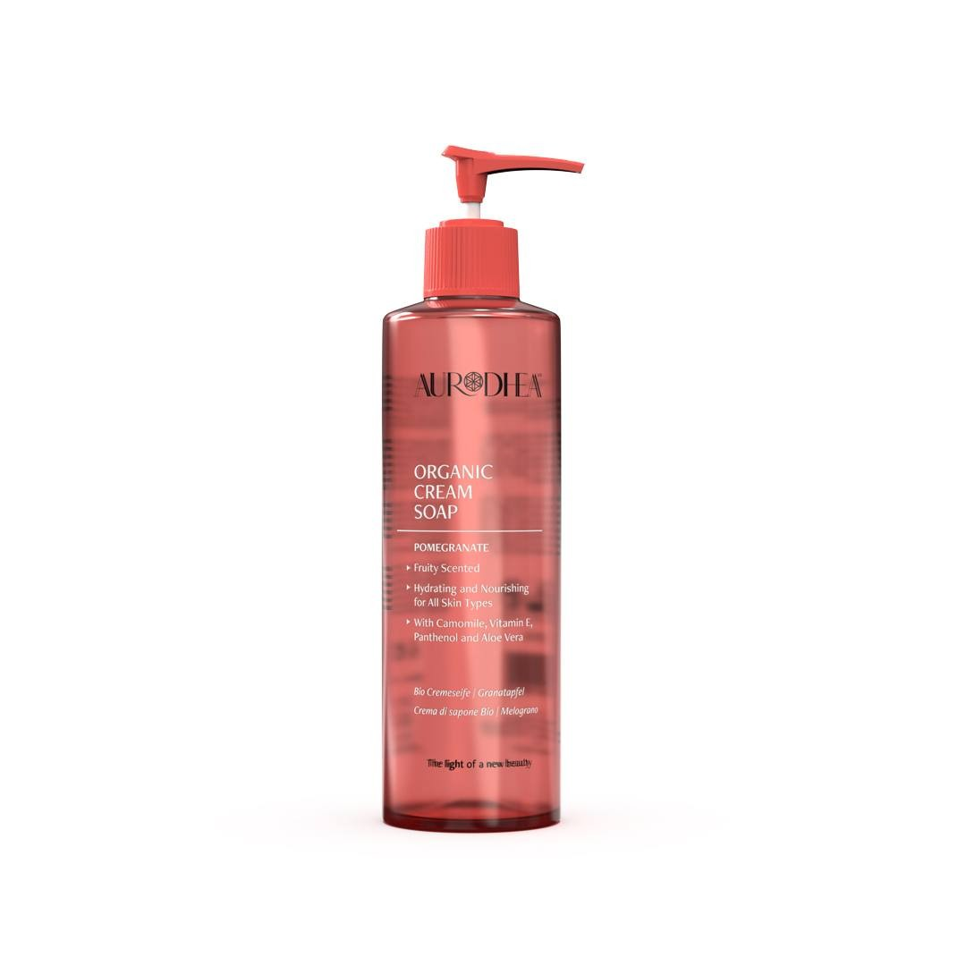 Pomegranate Cream Soap - 260 ml Enriched with Camomile, Vitamin E, Panthenol and Aloe Vera