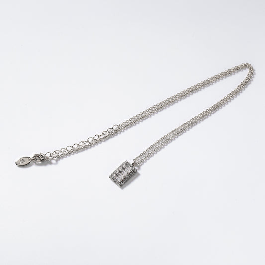 Rhodium-plated metal Precious rectangles jewel set