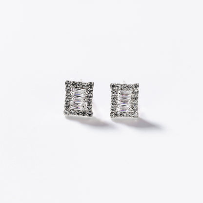 Rhodium-plated metal Precious rectangles jewel set