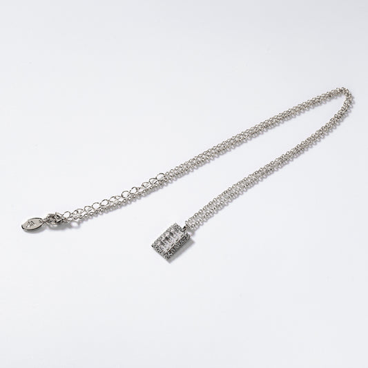'Precious Rectangles' rhodium-plated metal necklace