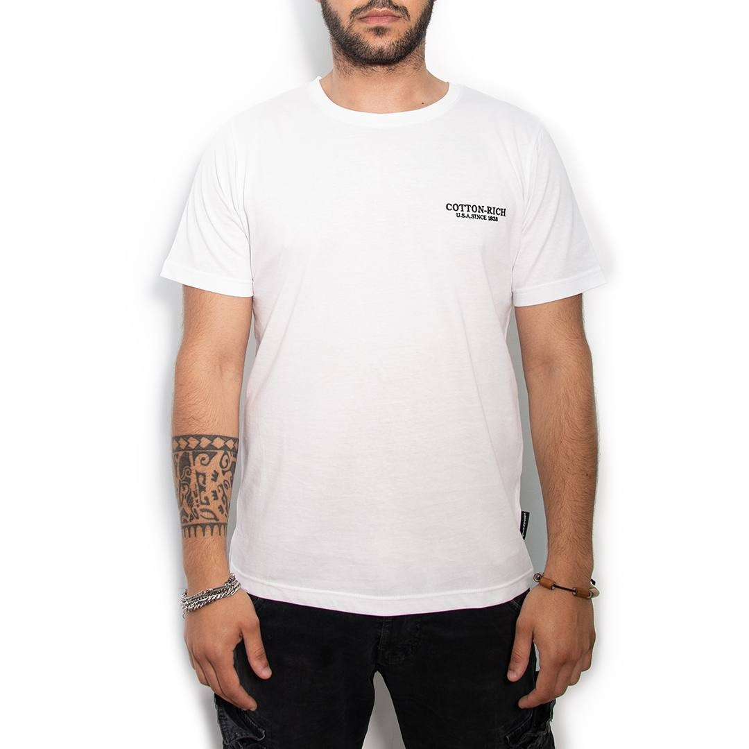 Cotton-Rich T-Shirt with embroidery, white
