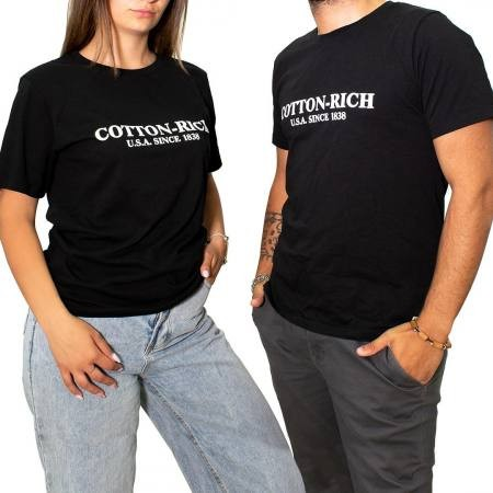 Cotton-Rich T-Shirt with print, black
